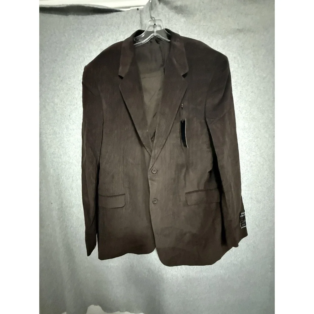 Zagato Blazer Sport Coat Mens 48L Brown Corduroy 2 Button 2 Piece Jacket Shirt